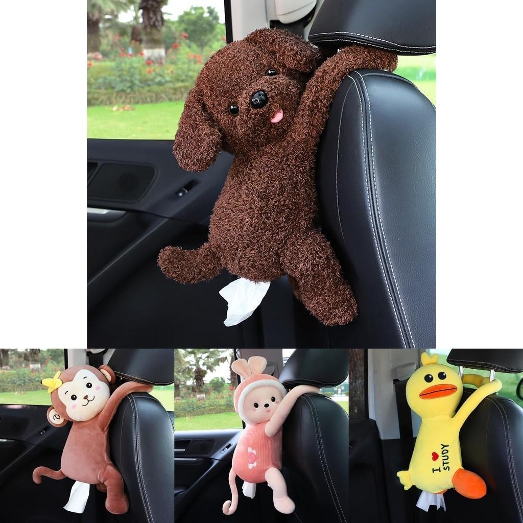 Cartoon Animal Car Tissue Box Plush Material Backseat Hanging Cute Design