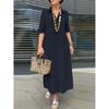 Loose Long-Sleeved Lapel Dress Elegant Solid Long sleeve Button Lapel Plus size dresses