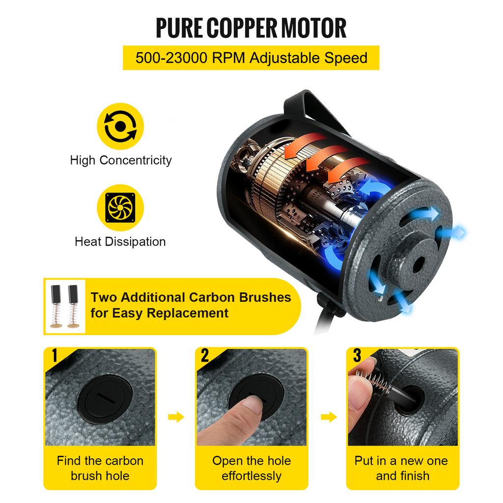 SucceBuy Hängande Flexskaftsmill 380/560/780W Elektriska Smyckesslipningspoleringsverktyg Steglös Hastighet Sten Träslipningspenna Kit