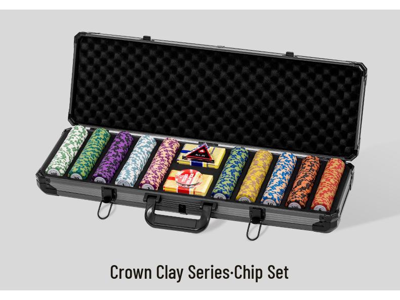 High-End Texas Hold'em Poker Set: Crown Clay Chips, Mahjong Cards, Aluminum Case, Poker Table Cloth