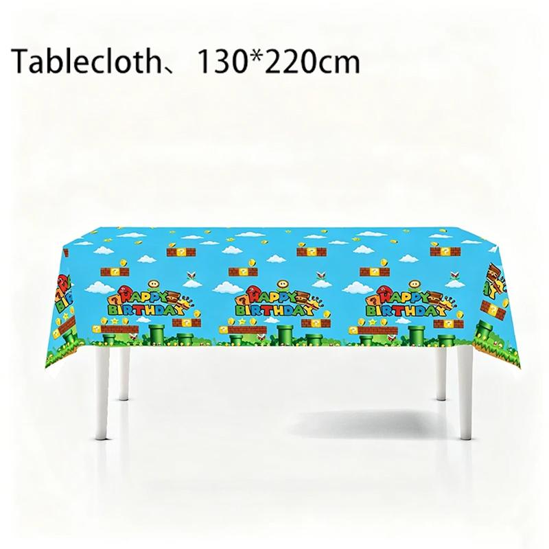 Anime Cartoon Mario Birthday Party Decoration, Super Mario Bros Disposable Tableware Tablecloth Banner Napkin Party Supplies