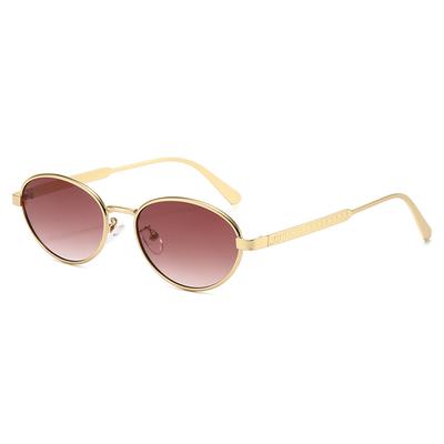 New Luxury Gradient Oval Sunglasses Women Men Punk Trend Thin Frame UV400 Protection Casual Glasses