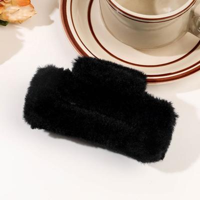Women Large Hair Claw Soft Plush Rectangle Hair Clip Anti-slip Design Hair Pin Headwear Hair Styling Tool