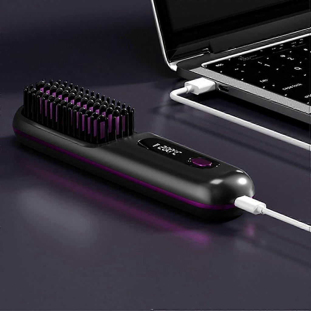 Cordless Negative-ion Hair Straightener Brush - Anti Scald Salon Styling Comb