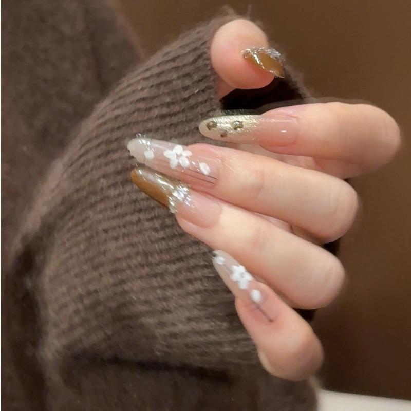 Cat's Eye Wearing Nail Pure Hand-made Nail Piece Fake Nail Wearing Nail Piece Advanced Sense Thin Dog Long