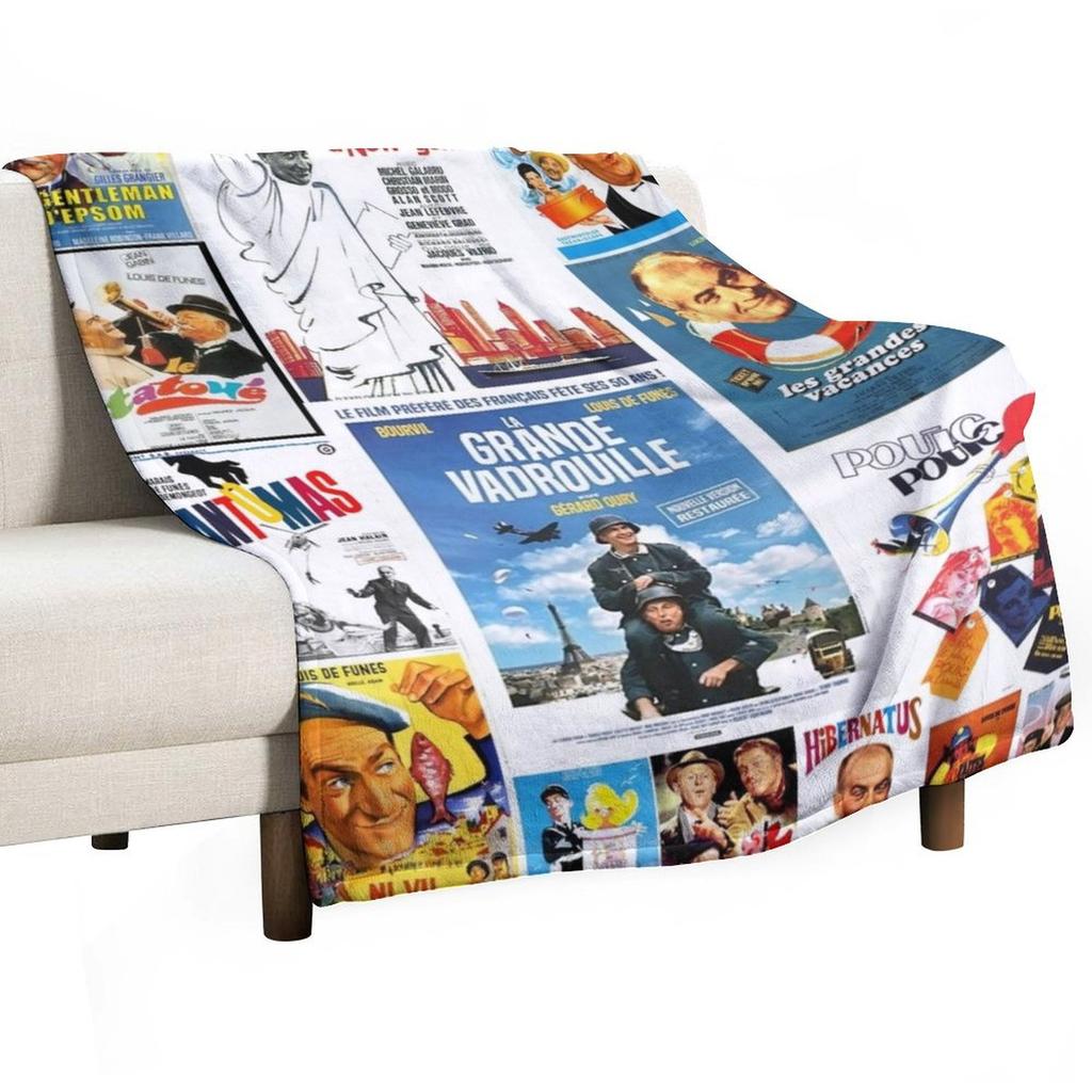 Louis de Funes movie poster compilation Throw Blanket Luxury Brand Baby Extra Large Throw Camping Blankets