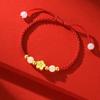 Gold Sand Peach Blossom Bead Bracelet – Handmade Red Rope for Couples, Perfect Qixi Gift