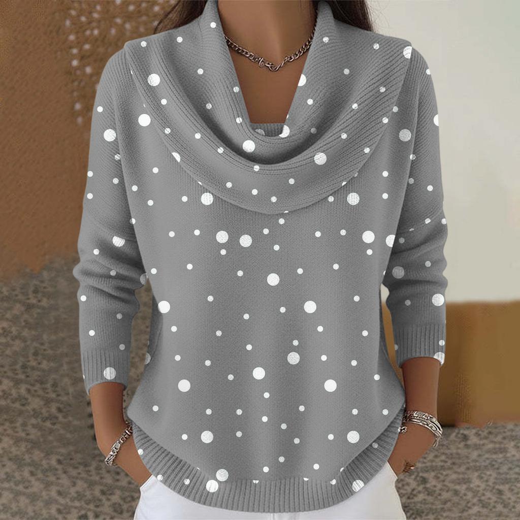 Women's Casual And Fashionable Round Neck Long Sleeved Printed Top Sweater