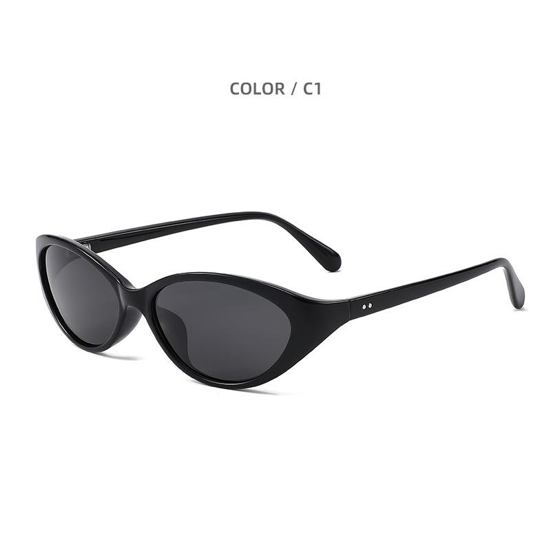 Sunglasses women s 2026 new oval cat eye retro narrow frame anti-ultraviolet myopia sunglasses small face