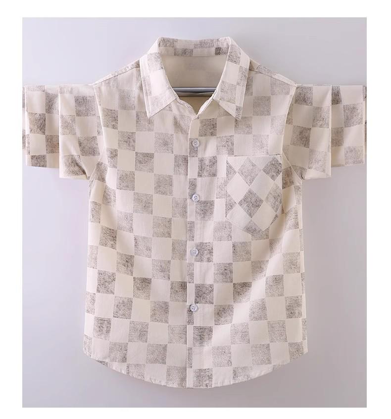 Boys' Long-Sleeve Plaid Cotton Shirt – Autumn Fashion for Kids