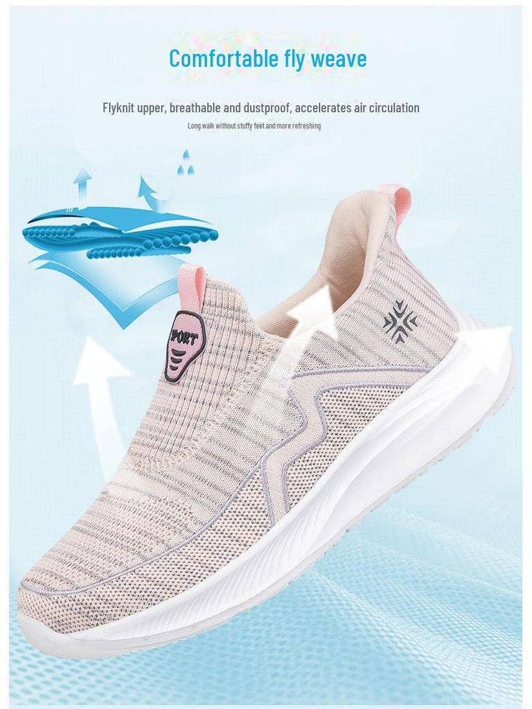 Bequeme Slipper-Freizeitschuhe zum Gehen für ältere Menschen - Atmungsaktiv, Weich, Rutschfeste Sohlen