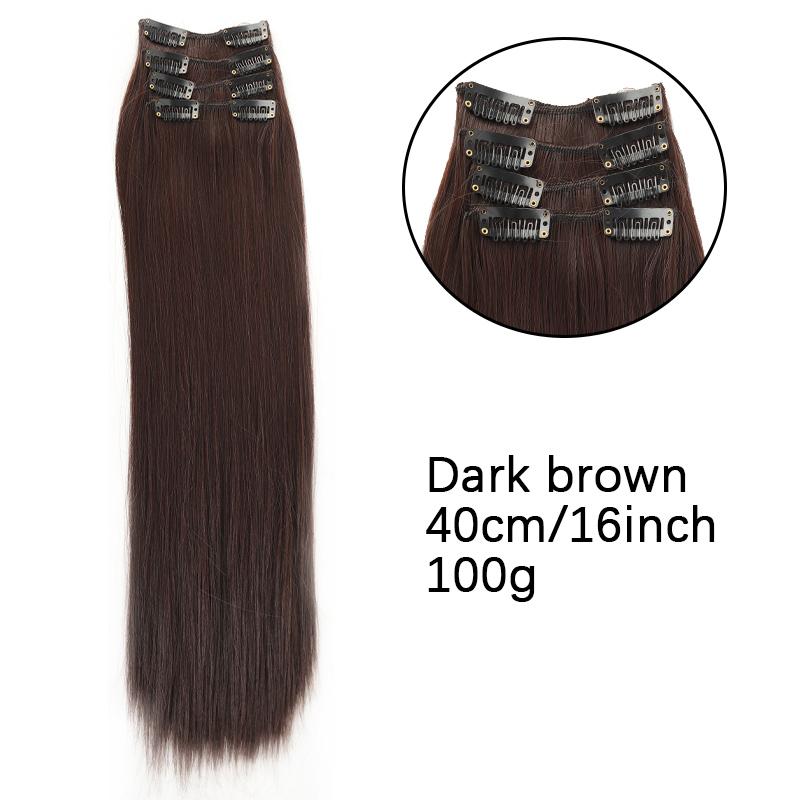 Женский парик из четырех длинных прямых волос длиной 16/24 дюйма с заколкой BB, синтетический термостойкий парик, подходит для ежедневного ношения