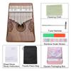 uxcell 17-Key Thumb Piano, Deep Brown Mini Portable Finger Piano, Solid Koa Wood with Floral Pattern, Handrail, Tuning Hammer, and Music Learning