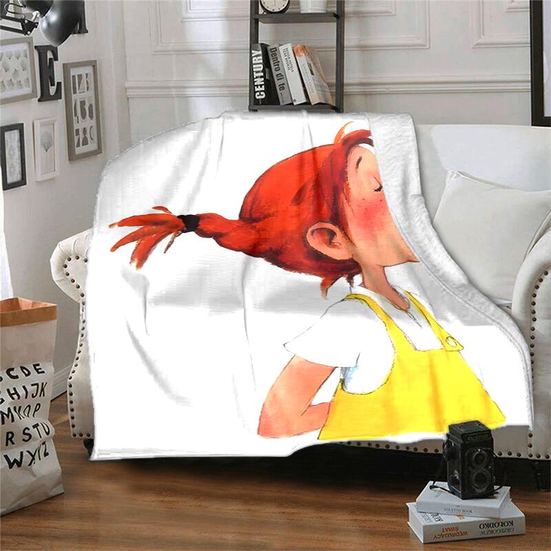 Coperta in Flanella di Pippi Calzelunghe Morbida Calda per Tutte le Stagioni, Design per Campeggio, Viaggio in Auto, Escursionismo Divano, Letto, Ufficio Regalo Perfetto per Feste