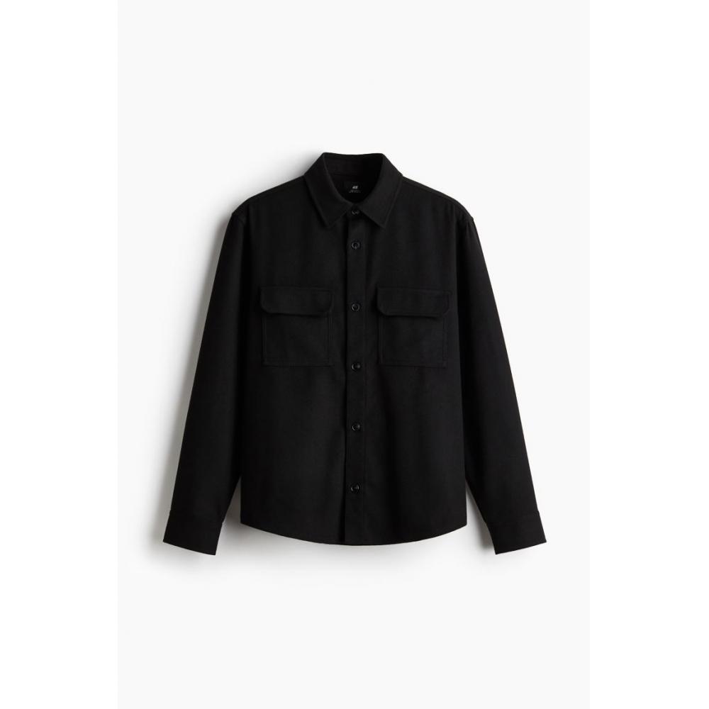 H M Regular Fit Felt oversHirt Black