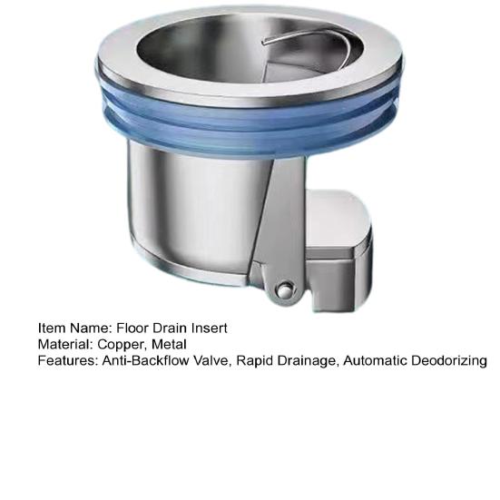 Shower Floor Drain Insert Anti-Backflow Valve Deodorizing Cartridge Fast Drainage Anti-Slip Design Toilet Floor Drain