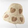 Handmade Bucket Hat Elegant Straw Beanies Colorful Cloch Style for Women Party Heart Hat Lady Knitted Bucket Hat