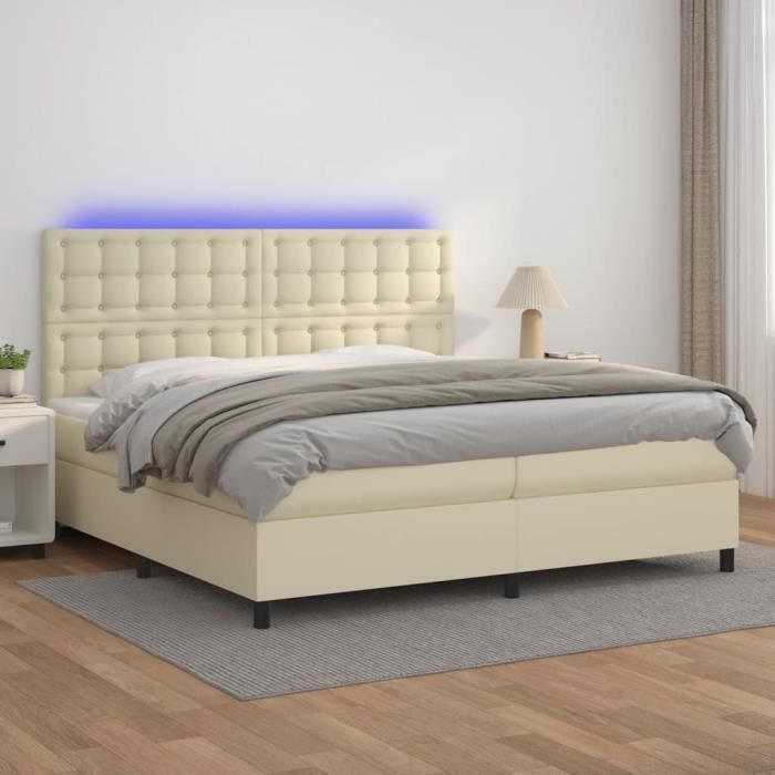 3137636 vidaXL Lit à sommier tapissier avec matelas Blanc 90x190 cm Similicuir