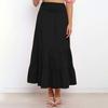 Women's Summer Bohemian Maxi Dress Elastic High Waist Pleated Ruffle Layered Culottes Casual Fashion Solid Color Flowy Skirt