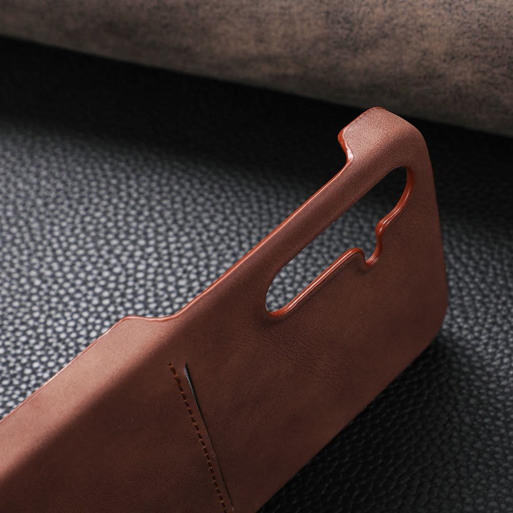 Card Slot Sheepskin Leather Texture Case For Samsung S26 S25 S24 S23 Ultra A55 A35 A15 A54 A34 Wallet Thin Hard PC Armor Cover