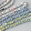 New Fashion Brand Woman Handbag Accessory Chains Detachable Floral Print Gold Silver Metal Silk Shoulder Strap Women DIY Chain Bag Handles