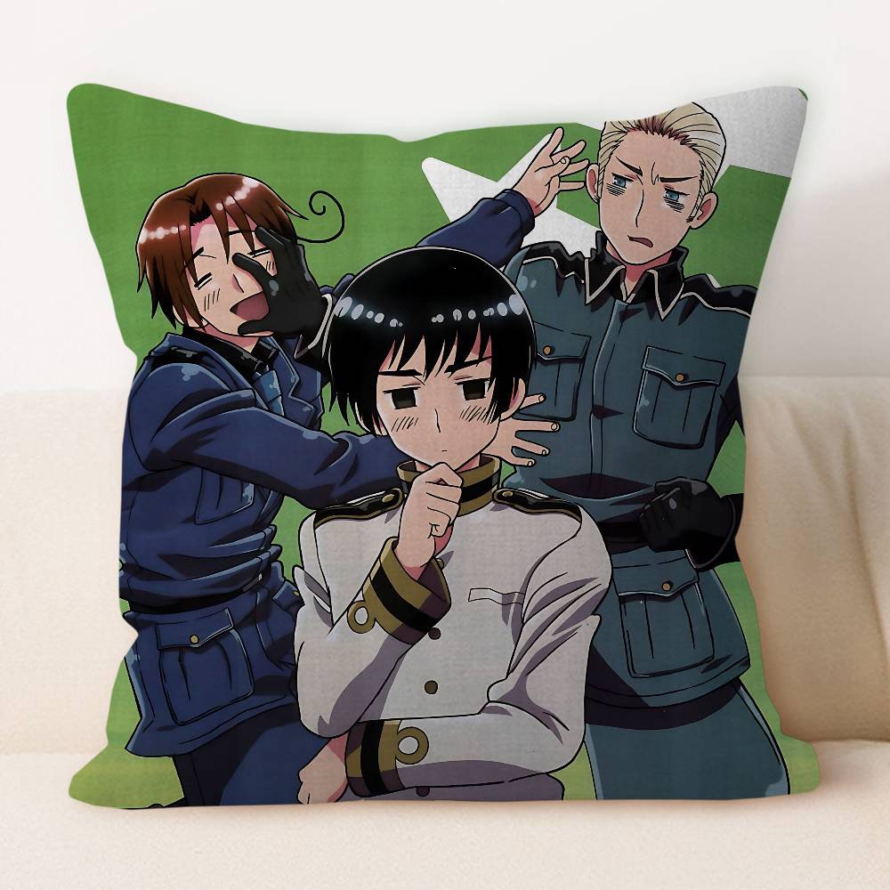 H-Hetalia Axis Powers Kissenbezug Quadratischer Kissenbezug 3D Weich Plüsch Dekokissenbezug Wohnzimmer Sofa Schlafzimmer Heimzimmer Bett