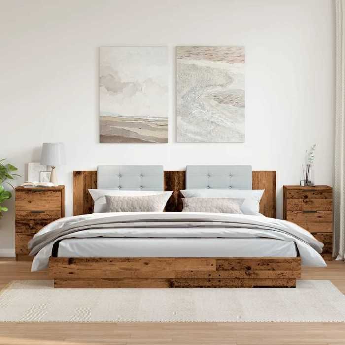 VidaXL Bedside Tables 2 Pcs Old Wood 40x36x65 Cm Engineered Wood, Bedside Furniture, Side Table, Bed Cabinet, 856933