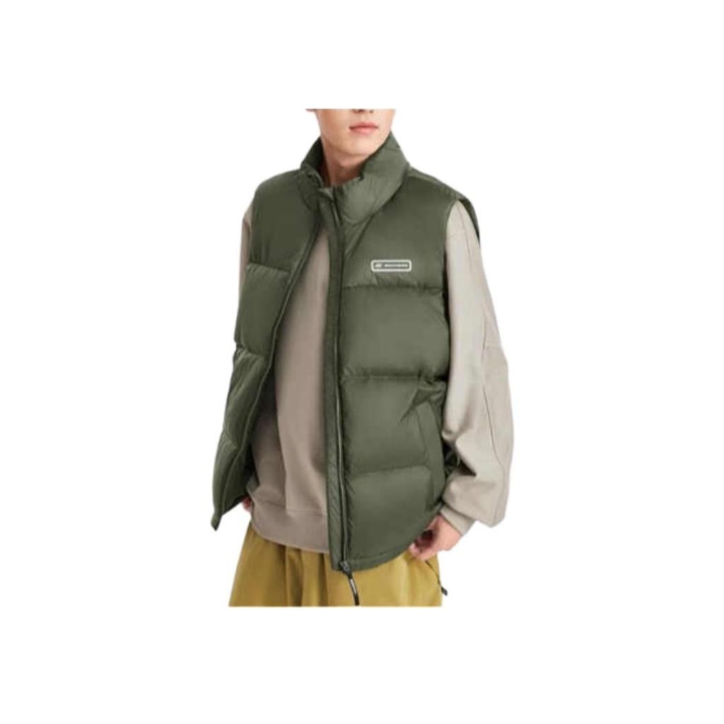 Skechers Sports Lifestyle Series Stand Collar Casual Comfortable Warm Down Vest Men Vest Stone-Green L424M112-01DN