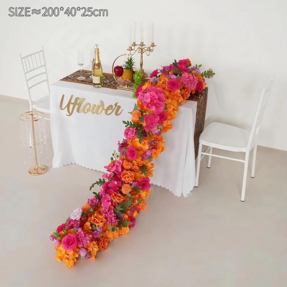 UFlower 200cm Artificial Cherry Blossom Flower Wedding Background Wall Decor Party Wall Decoration Center for Table Stage Home