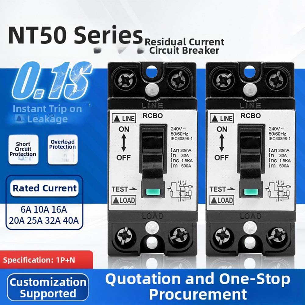 1pc NT50 For Mini Leakage Circuit Breaker For Household Appliances Electrical Devices Accessories Easy Installation