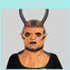 Black Horned Devil Face Mask Halloween Costume Accessory For Scary Parties And Events