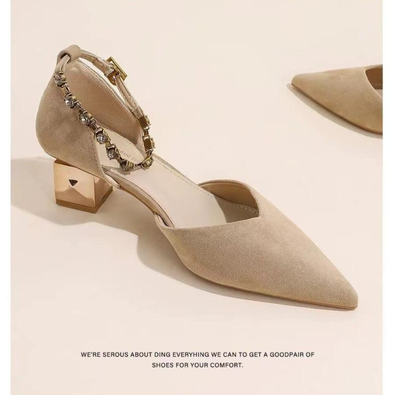 

Fashion French Pointed-toe High-heeled Hollow Sandals for Women in 2025, Stylish One-shoulder Strap with Skirt and Single Shoes 34