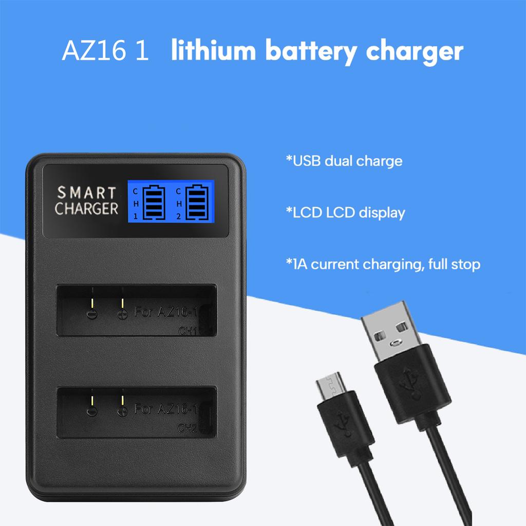 AZ16-1 LCD Universal Battery Double Rechargeable Batteries Charger for XiaoYi YI 4K YI 4K+ YI Lite Action Camera