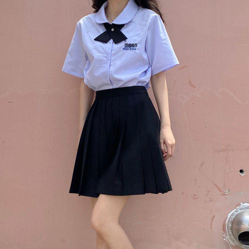 

Женский комплект тайской школьной формы: Летняя плиссированная юбка JK с белой рубашкой с коротким рукавом 2XL