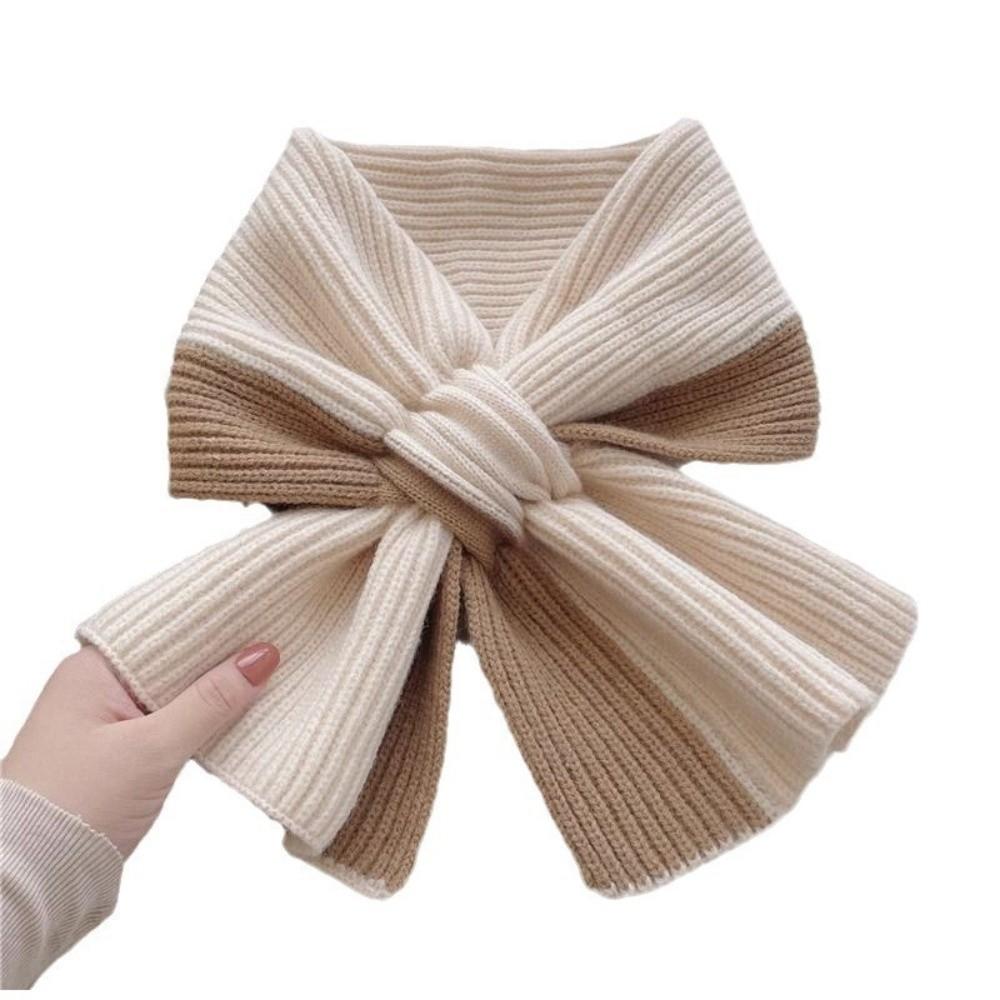 Knitting Shawl Wrap Mixed Color Neck Warmer Elegant Cross Scarf