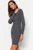Women's Dress New Season Fashion Anthracite Mini Knitwear Dress with Accessory Detail