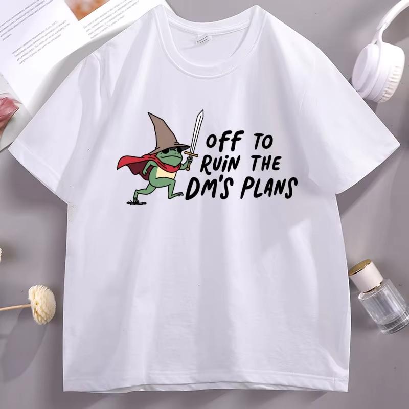 Funny DnD T Shirt Unisex Women Off To Ruin The DM's Plans T-shirts Funny Frog Meme Wizard Knight Cat T-Shirt Unisex Women Streetwear