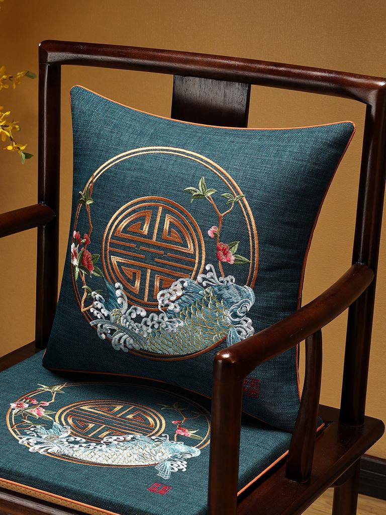 Veemi Home Leinen Kissenbezug Frühling Vögel Stickerei Orientalischer Luxus Hochwertiger Kissenbezug für Couch Sofa Bett 18x18 Zoll