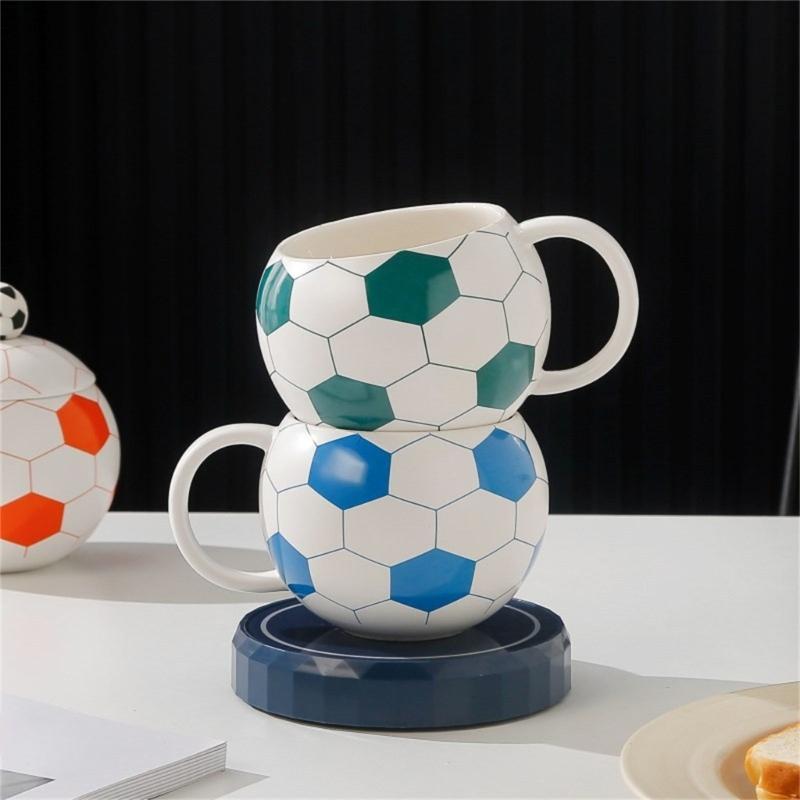 Ceramic Drinking Cup With Soccer Designs 400ml Coffee Mug For Sports Enthusiasts Soccer Theme Drinkware For Home
