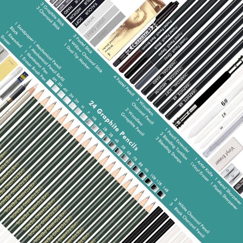 70Pcs Professional Sketch Pencil Art Drawing Supplies for Artist Students Shading, Blending, Sketching, Art Drawing