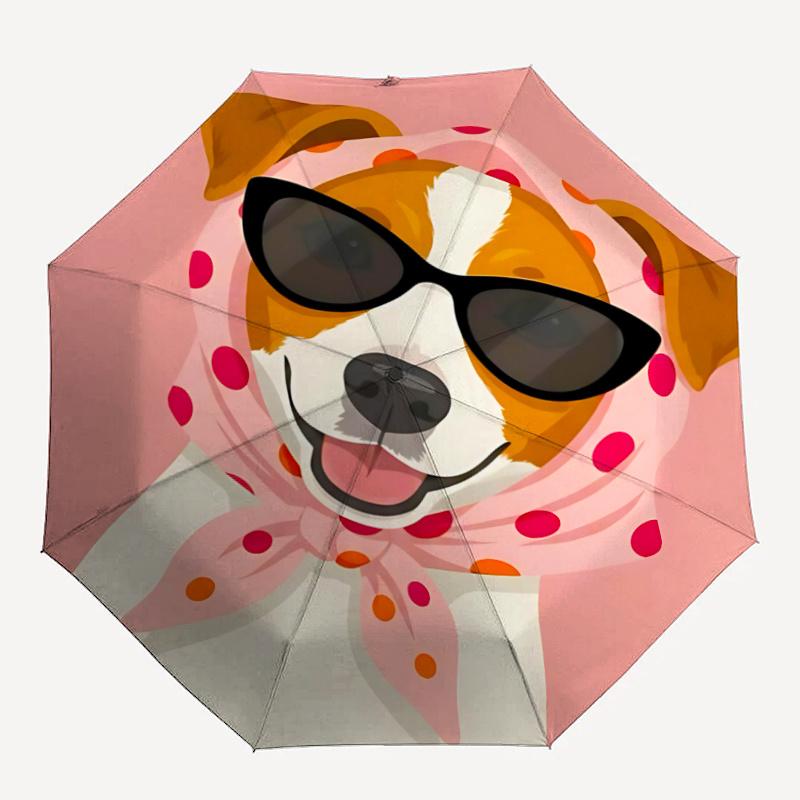 

1pc Doggie Sunglasses Polka Dot Bandana Automatic Open/close Umbrella, 8-Rib sturdy structure, Portable Travel Umbrella, Parties, Everyday Usel015
