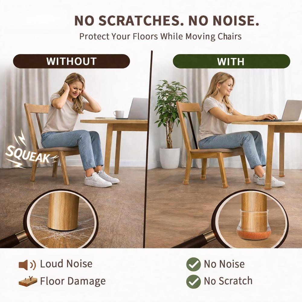 24Pcs Small Chair Leg Floor Protectors Chair Leg Protectors for Hardwood Floors Felt Silicone Caps Strengthen Bottom Protection