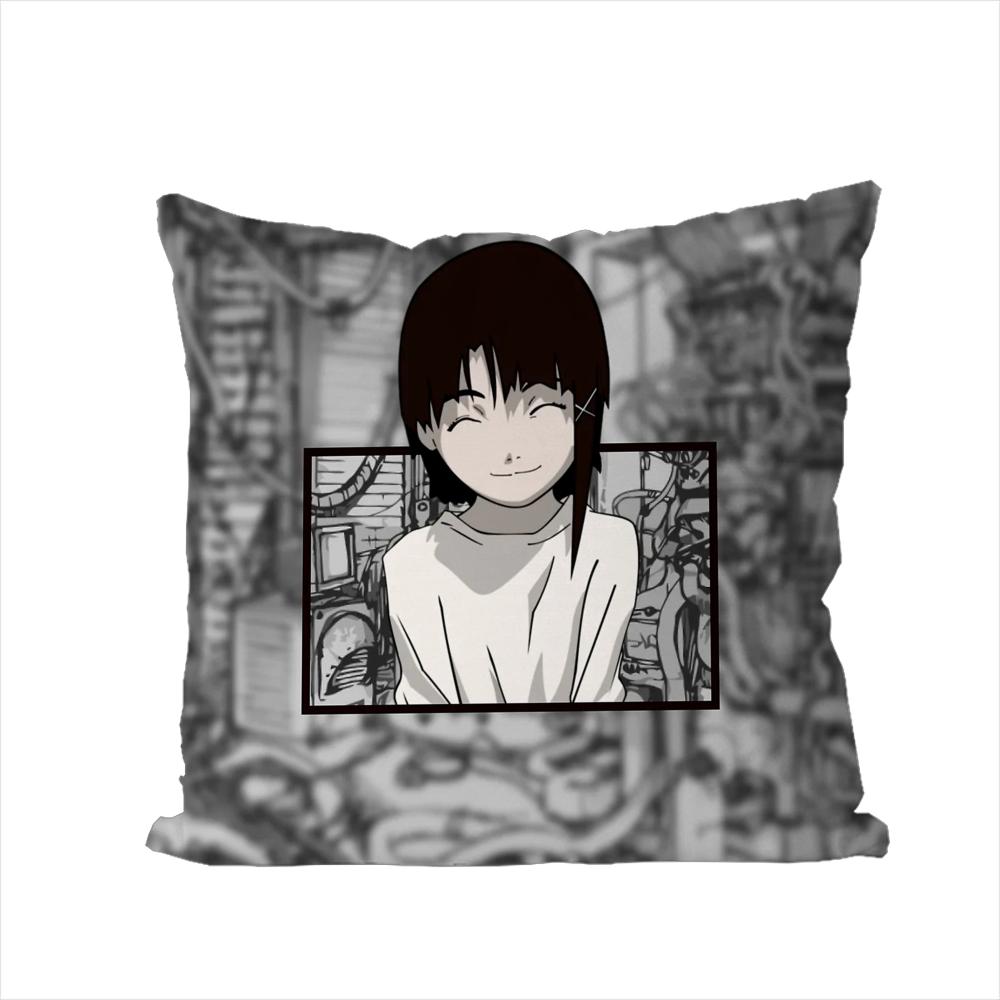 

Подушка с принтом Serial Experiments Lain для автомобиля, дивана, декоративная, для дома, двусторонняя, плюшевая, квадратная, наволочка 30x30cm