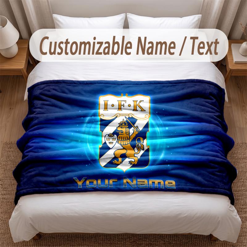 Ifk göteborg Bedruckte Flanelldecke Benutzerdefinierter Name Text Weiche Warme Decke für Schlafzimmer Feiertagsgeschenk