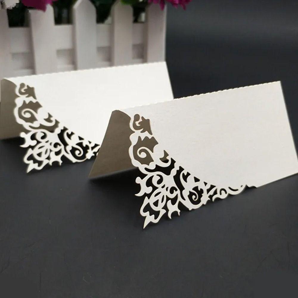 10pcs Laser Cut Wedding Table Place Cards Paper Number Name Card  Anniversary Celebration