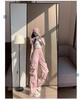 Women's Petite High-Waist Pink Cargo Sweatpants - Summer 2024 Wide-Leg Parachute Style