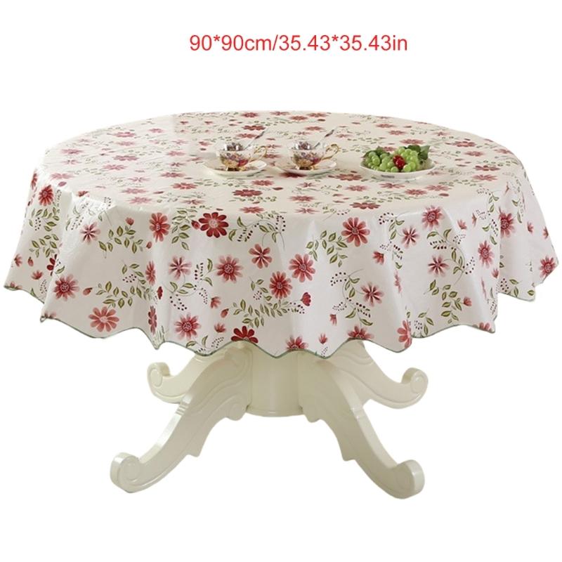 Florals Pattern Tablecloth Oilproof Waterproofs Easy Cleaning Round Table Cover for Home Restaurant Decors Table Cloth