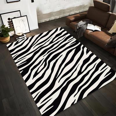 Modern Black and White Zebra Print Area Rug for Living Room Decor Suitable for Use As an Anti-slip for Living Room Bedroom Sofas