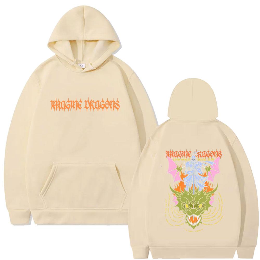 Bluza z kapturem Imagine Dragons Loom World Tour Męska Damska Moda Oversize Streetwear Mężczyzna Rock Kreskówkowy Smok Pulowerowe Bluzy z Kapturem