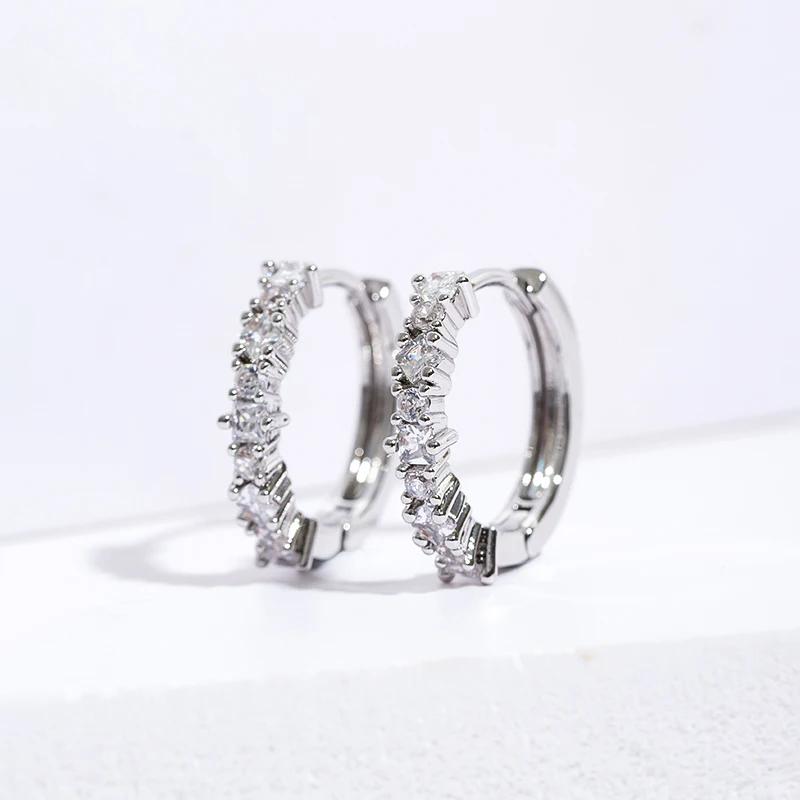 Luxury Stainless Steel Colorful Zircon Hoop Earrings For Women Fashion Korean Huggie Earrings Wedding Jewelry Pendientes Mujer